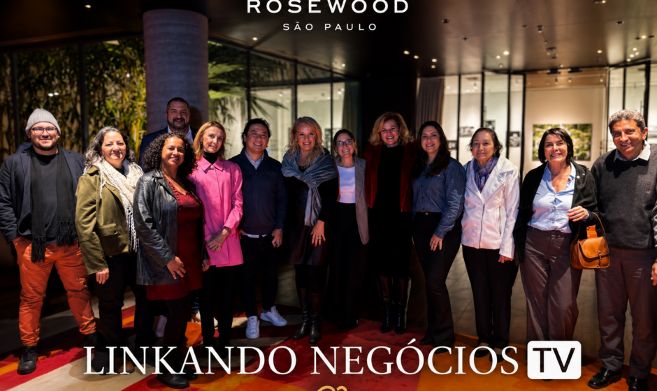 Linkando Negócios TV durante gravação especial com empresários no Rosewood São Paulo.